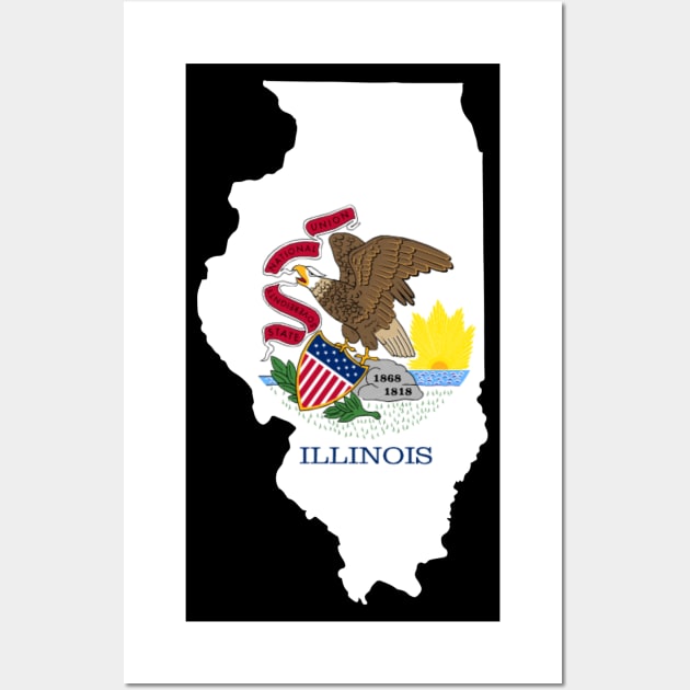 Illinois Map Flag Wall Art by maro_00